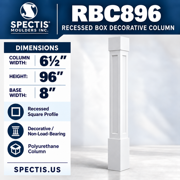 RBC896 Recessed Decorative Box Column 6.5" x 96"