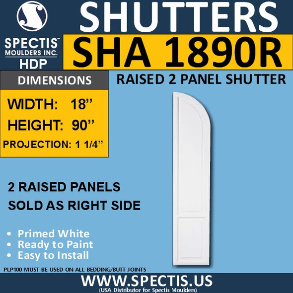 SHA1890R Arch Top Polyurethane Shutter 18 x 90 RIGHT