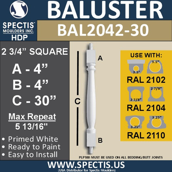 BAL2042-30 Spectis Baluster or Spindle 2 3/4" x 30"