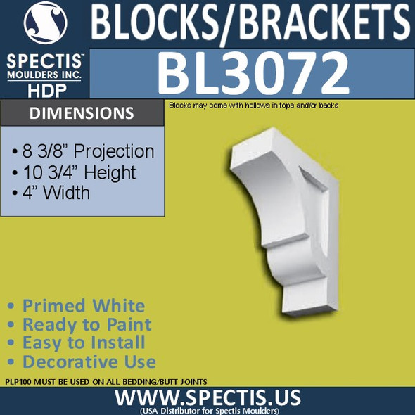 BL3072 Eave Block or Bracket 10.75"W x 8.2"H x 10.75" P