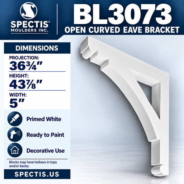 BL3073 Open Curved Eave Bracket 5"W x 43.875"H x 36.75"P