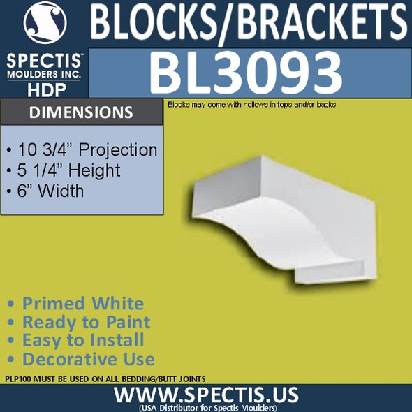 BL3093 Eave Block or Bracket 6"W x 5.25"H x 10.75" P