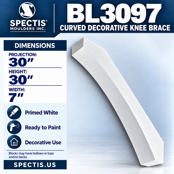BL3097 Curved Decorative Knee Brace 7"W x 30"H x 30"P