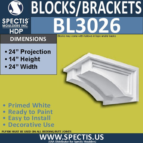 BL3026 Eave Block or Bracket 24"W x 14"H x 24" P