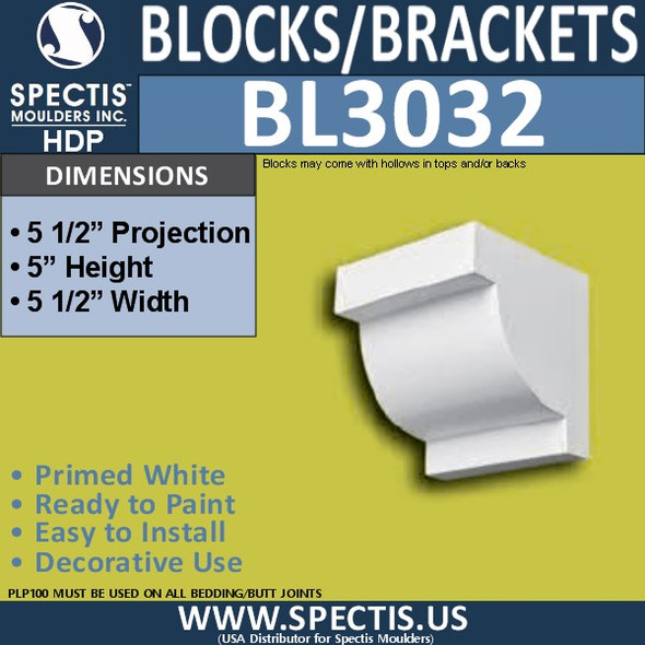 BL3032 Eave Block or Bracket 5.5"W x 5"H x 5.5" P