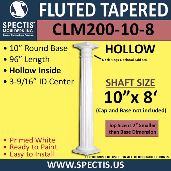 CLM200-10-8 Fluted Tapered Column 10" x 96"