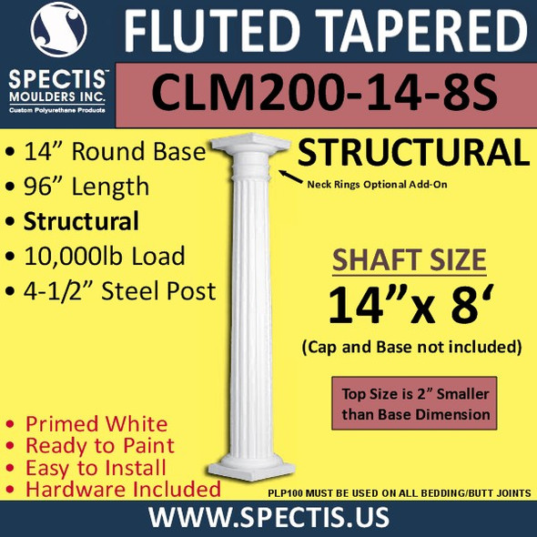 CLM200-14-8S Fluted Tapered Column 14" x 96" STRUCTURAL