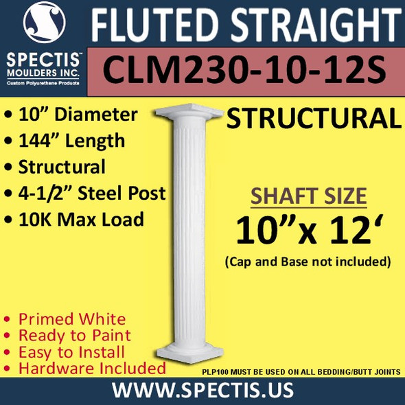 CLM230-10-12S Fluted Straight Column 10" x 144" STRUCTURAL