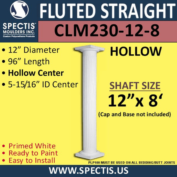 CLM230-12-8 Fluted Straight Column 12" x 96"