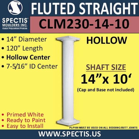 CLM230-14-10 Fluted Straight Column 14" x 120"