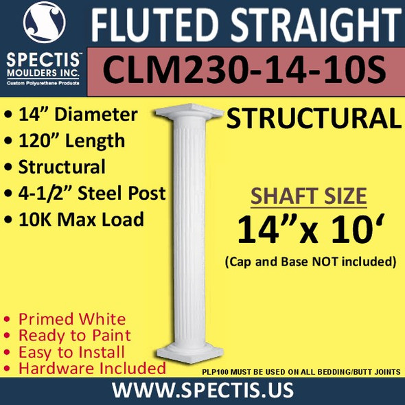 CLM230-14-10S Fluted Straight Column 14" x 120" STRUCTURAL