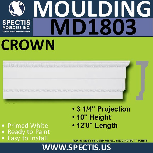 MD1803 Crown Molding Trim decorative spectis urethane