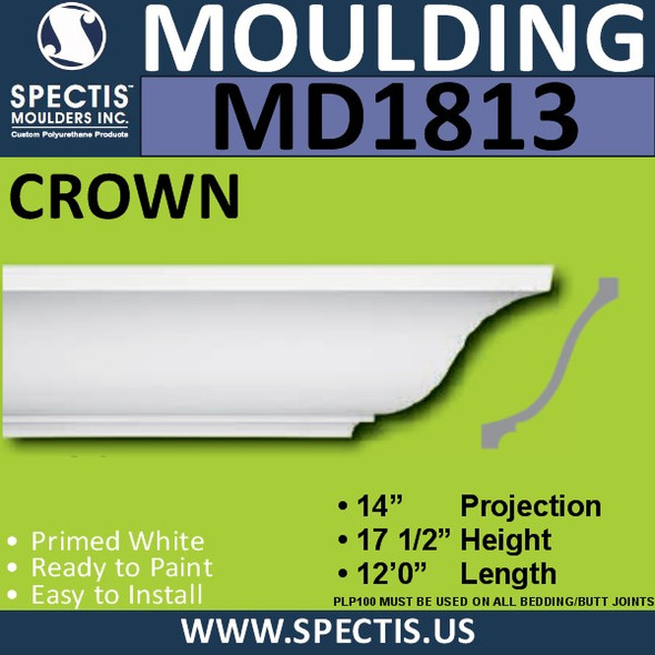 MD1813 Crown Molding Trim decorative spectis urethane