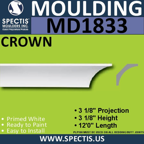 MD1833 Crown Molding Trim decorative spectis urethane