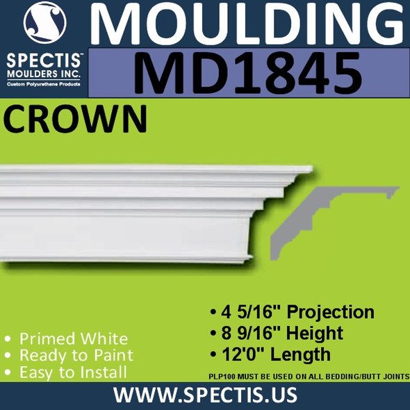 MD1845 Crown Molding Trim decorative spectis urethane