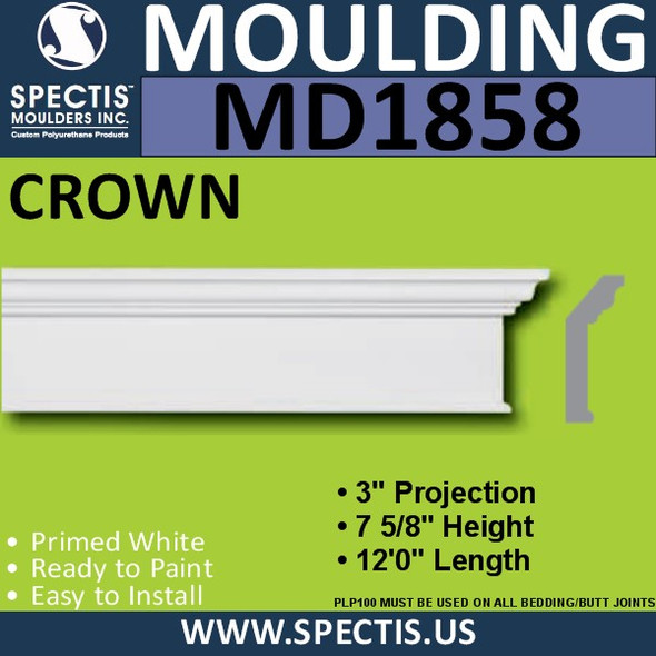 MD1858 Crown Molding Trim decorative spectis urethane