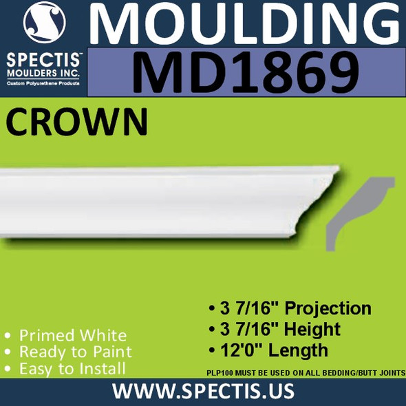 MD1869 Crown Molding Trim decorative spectis urethane
