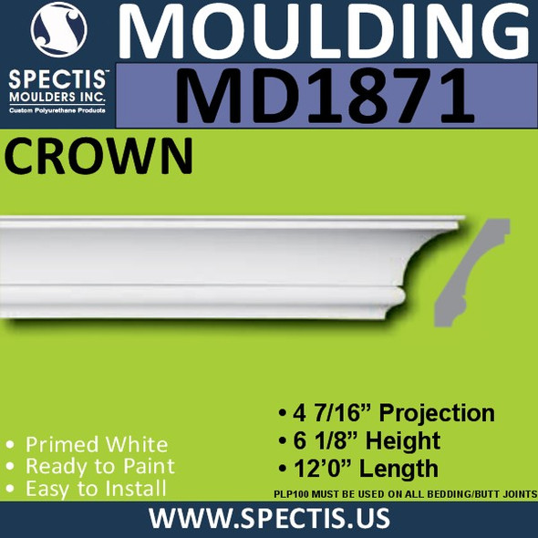 MD1871 Crown Molding Trim decorative spectis urethane