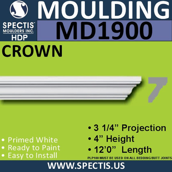 MD1900 Crown Molding Trim decorative spectis urethane