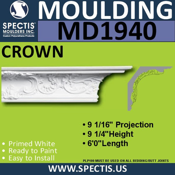 MD1940 Crown Molding Trim decorative spectis urethane