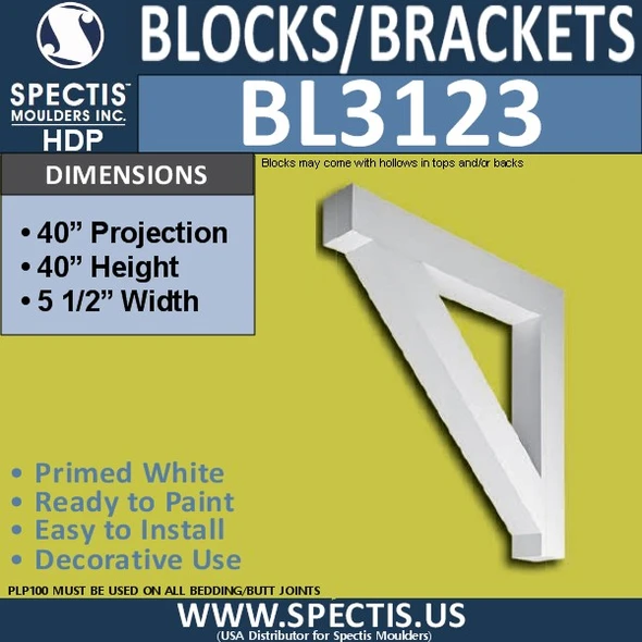 BL3123 Decorative Eave Bracket 5.5"W x 40"H x 40"P