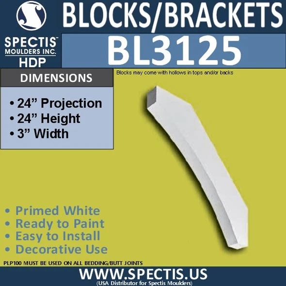 BL3125 Decorative Eave Bracket 3"W x 24"H x 24"P