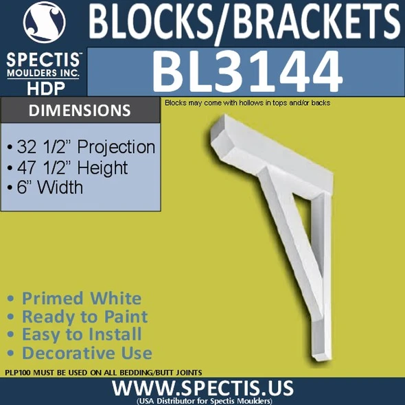 BL3144 Decorative Eave Bracket 6"W x 47.5"H x 32.5"P