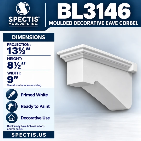 BL3146 Moulded Decorative Eave Corbel 9"W x 8.5"H x 13.5"P