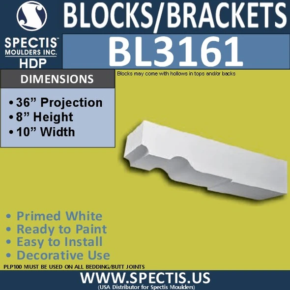 BL3161 Decorative Eave Bracket 10"W x 8"H x 36"P