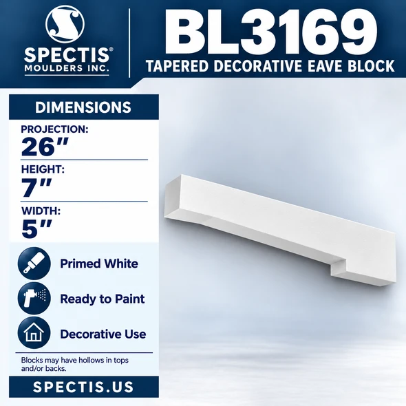 BL3169 Decorative Eave Bracket 5"W x 7"H x 26"P