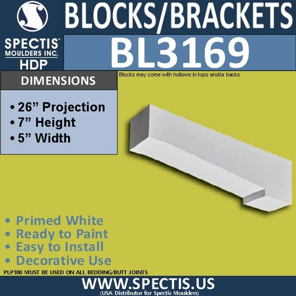 BL3169 Decorative Eave Bracket 5"W x 7"H x 26"P