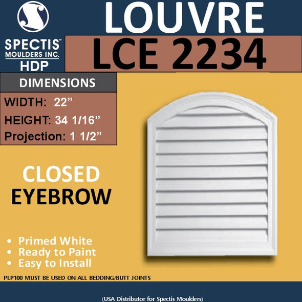 LCE2234 Eyebrow Louver Closed 22 x 34