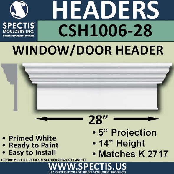 CSH1006-28 Crosshead for Window/Door 5"P x 14"H x 28"W