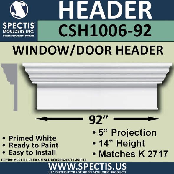 CSH1006-92 Crosshead for Window/Door 5"P x 14"H x 92"W