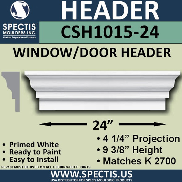 CSH1015-24 Crosshead for Window/Door 4.25"P x 9.375"H x 24"W