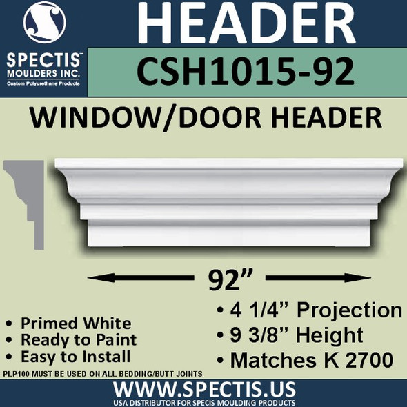 CSH1015-92 Crosshead for Window/Door 4.25"P x 9.375"H x 92"W