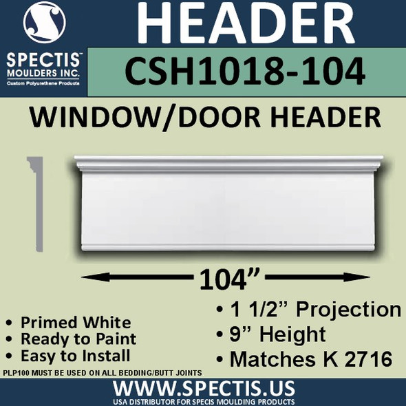 CSH1018-104 Crosshead for Window/Door 1.5"P x 9"H x 104"W