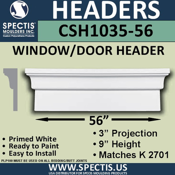 CSH1035-56 Crosshead for Window/Door 3"P x 9"H x 56"W