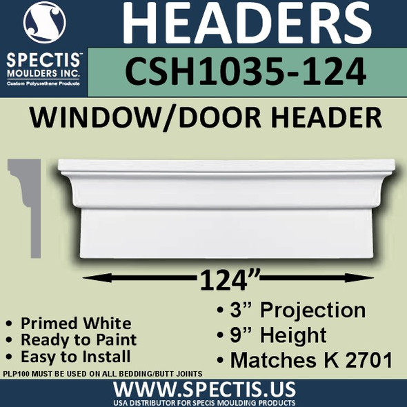 CSH1035-124 Crosshead for Window/Door 3"P x 9"H x 124"W