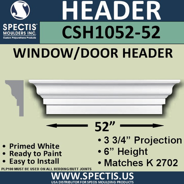 CSH1052-52 Crosshead for Window/Door 3.75"P x 6"H x 52"W