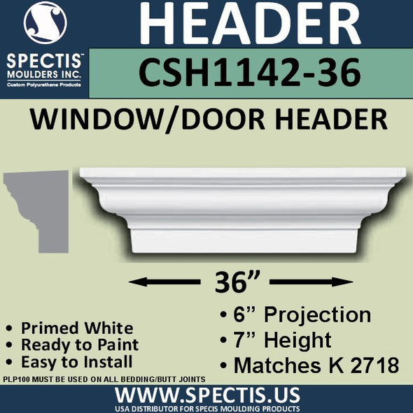 CSH1142-36 Crosshead for Window/Door 6"P x 7"H x 36"W