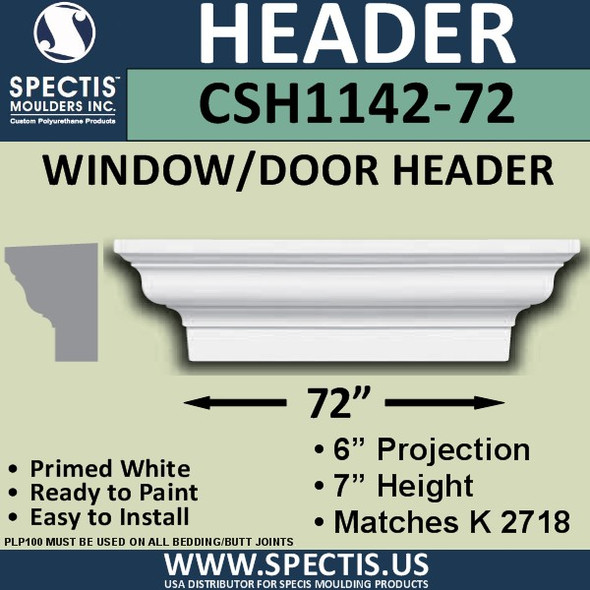 CSH1142-72 Crosshead for Window/Door 6"P x 7"H x 72"W