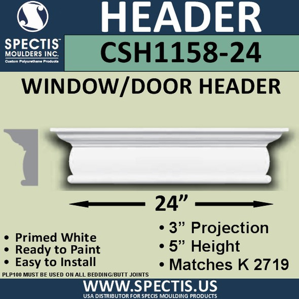 CSH1158-24 Crosshead for Window/Door 3"P x 5"H x 24"W