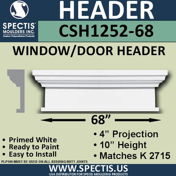 CSH1252-68 Crosshead for Window/Door 4"P x 10"H x 68"W