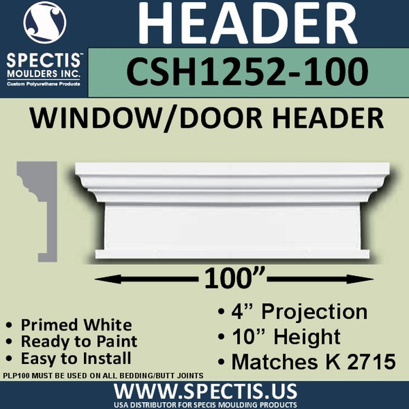 CSH1252-100 Crosshead for Window/Door 4"P x 10"H x 100"W