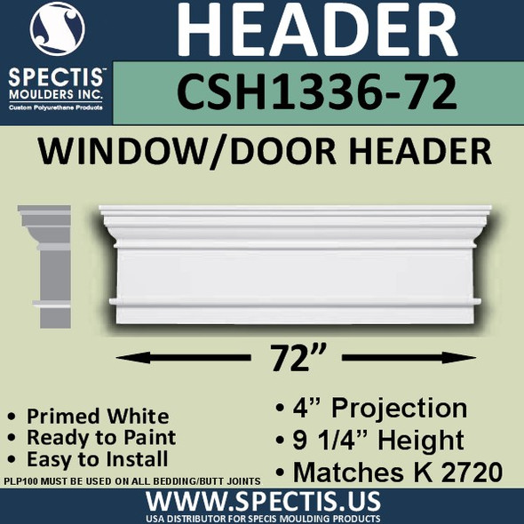 CSH1336-72 Crosshead for Window/Door 4"P x 9.25"H x 72"W