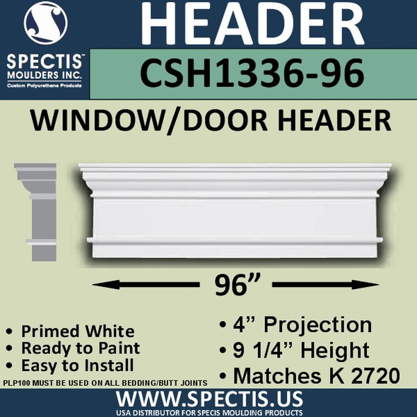 CSH1336-96 Crosshead for Window/Door 4"P x 9.25"H x 96"W