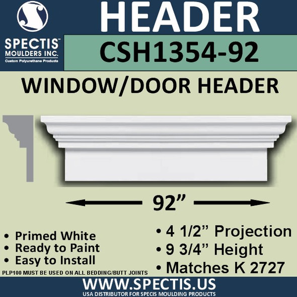 CSH1354-92 Crosshead for Window/Door 4.5"P x 9.75"H x 92"W