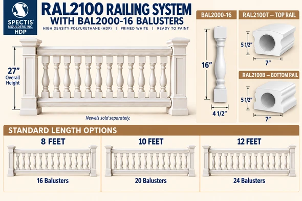 16 inch baluster, 27 inch tall section