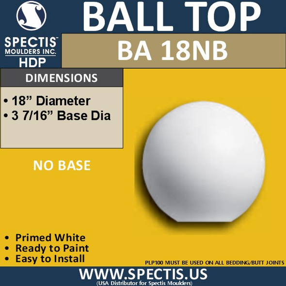 BA18NB Urethane Ball Cap with No Base 18" Wide